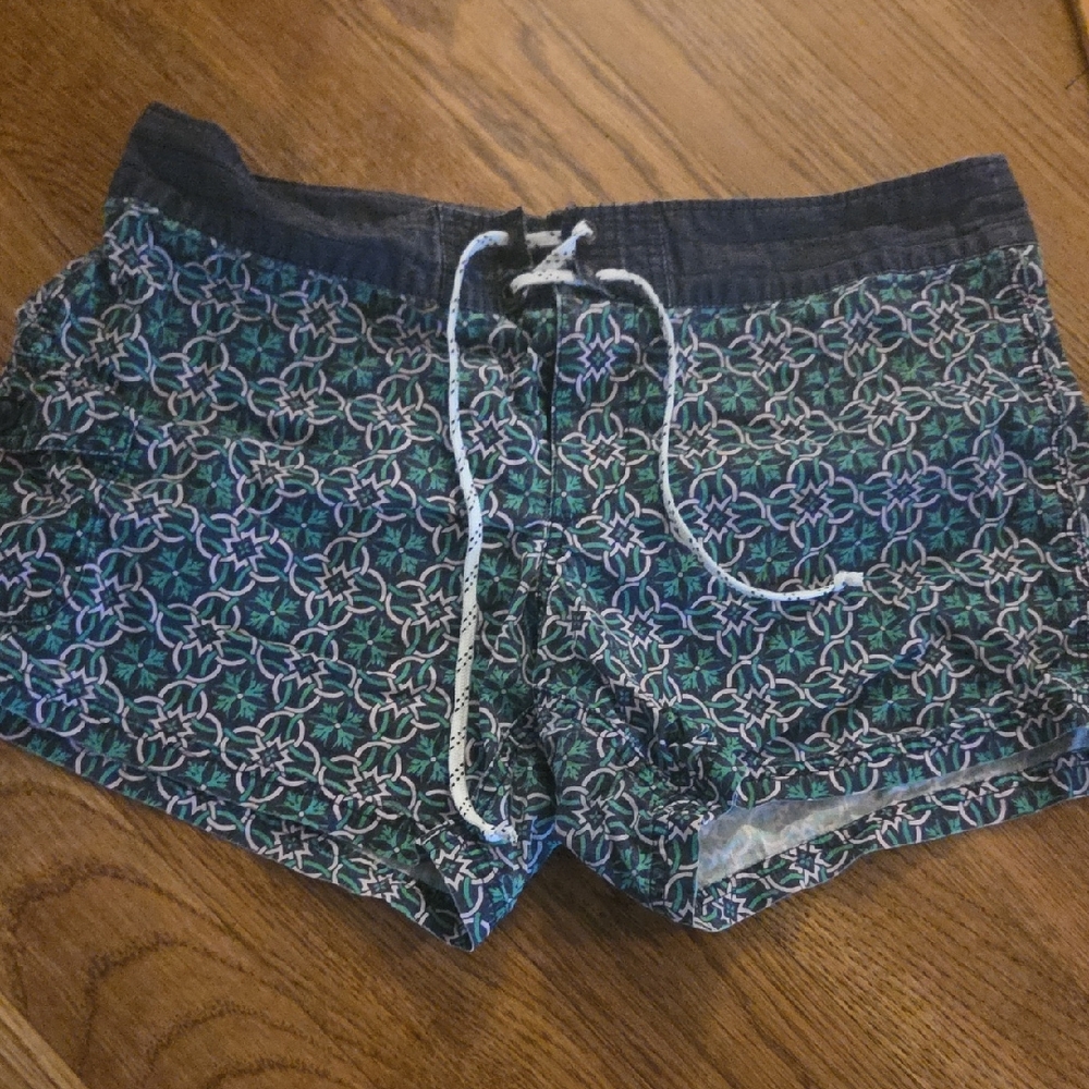 J. Crew Navy & Teal Drawstring Shorts